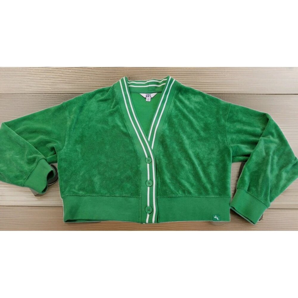 JoyLab Cropped Fit Cardigan Sweatshirt Womens XS Loose Fit Casual Comfy Green